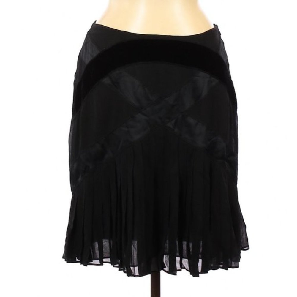 Catherine Malandrino Black Silk Pleated Skirt 10